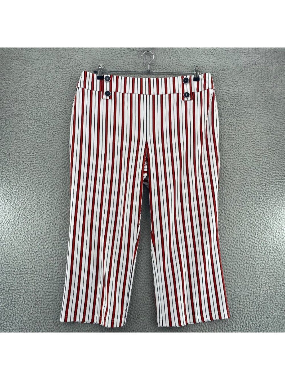Cato Pants Womens Extra Large Red Striped Sailor Stretch Straight Leg Crop Capri